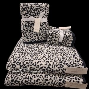 8pc Rachel Zoe Leopard Cheetah Animal Print Bath Hand Washcloth Towel Set NEW